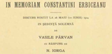 In memoriam Constantin Erbiceanu